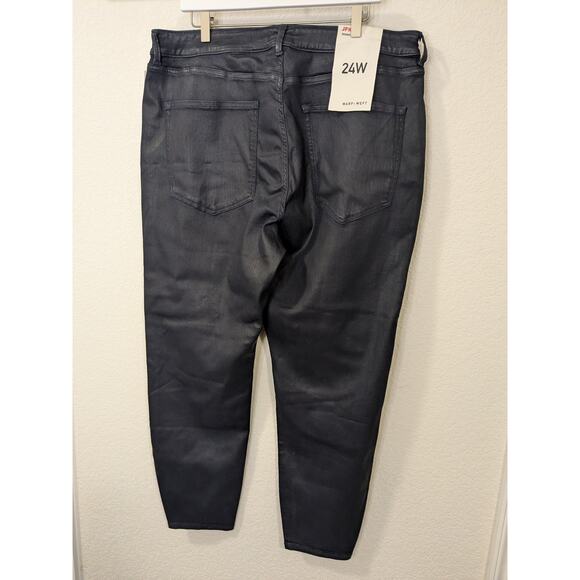 WARP + WEFT NWT Women's Plus Sized 14 Navy High JFK NYC Skinny Coated Denim $98 - Picture 8 of 10